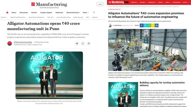 Alligator Automations Opens ₹40 Crore Manufacturing Unit in Pune | Economic Times