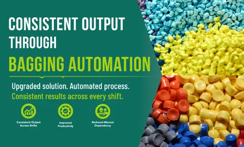 automated bagging system delivering consistent output in polymer industry packaging operations