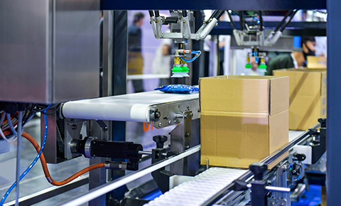 automated packaging line handling cartons in food industry packaging operations