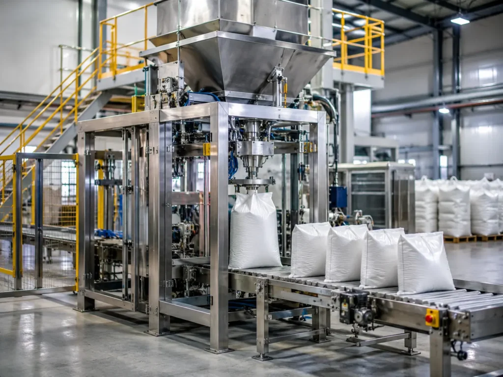 Automatic fertilizer bagging machine for granular and powder products