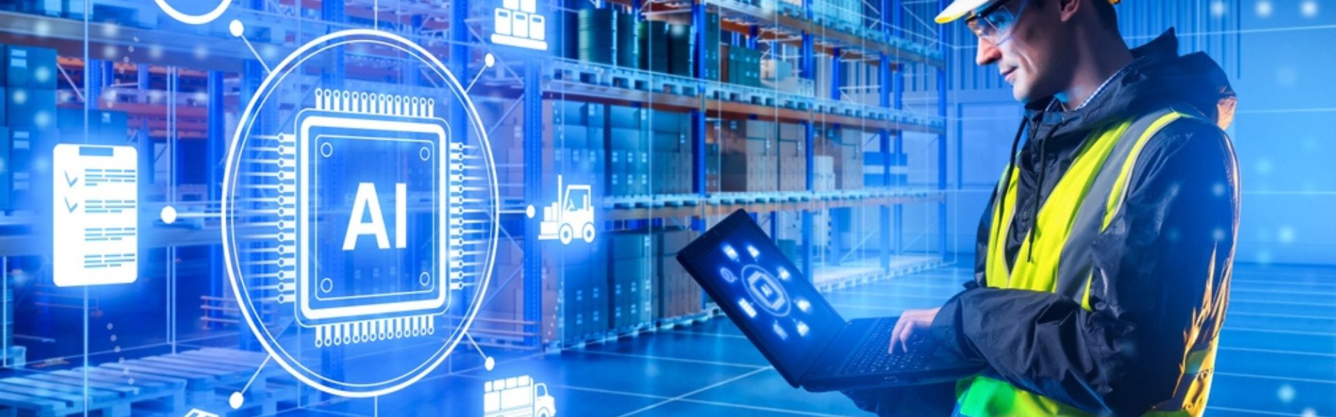 AI powered packaging automation in a warehouse environment supporting smarter global manufacturing operations